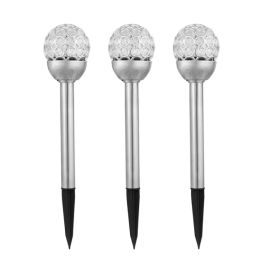 Solarek 3 Pcs Outdoor Solar Lights IP44 Waterproof Ball RGB Light Garden Decor Lamp Landscape Christmas (Option: Silver)