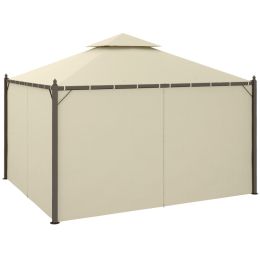 10' x 12' Outdoor Patio Gazebo with Curtains, Two-Tier Roof, Beige (Option: Beige-1990x280x170 mm)