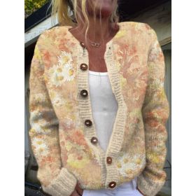 3D Digital Printing Cardigan Knitted Coat (Option: HWJ165908-XL)