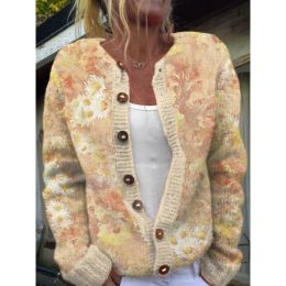 3D Digital Printing Cardigan Knitted Coat (Option: HWJ165908-L)