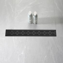 28 Inch Linear Shower Drain With Removable Brick Patterned Grate Cover, 304 Stainless Steel Shower Floor Drain With Hair Strainer And Leveling Fe (Option: defaulttitle)