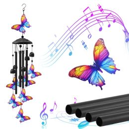 1Pc Butterfly Wind Chimes For Outside Metal Wind Chimes With Aluminum Tubes Deep Soothing Sound Decor For Garden Yard Home Patio Gift For Women M (Option: Butterfly)