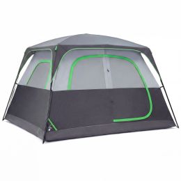 6-person Waterproof And Windproof Family Camping Tent, With Spacious Interior, Easy-to-install Double-layer Tent, Featuring Mesh Windows And Skyl (Option: Grey)