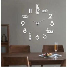 Huge Frameless Big Wall Clock, Modern Home Decoration, SuitGiant Frameless Wall Clock, Modern Home Decoration, Suitable For Living Room, Kitchen, (Option: 40silver)