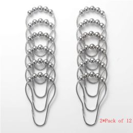 Set Of 12 Shower Curtain Hooks Rings,Decorative Rust Proof Stainless Steel Shower Curtain Hooks (Option: 2Pack)