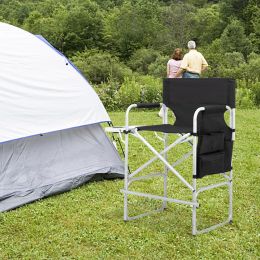 Silver White Iron Pipe Black Cloth Surface Plastic Sprayed Iron Round Pipe Director's Chair 103x60x499cm 120kg Without Carrying Bag (Option: 43649365)