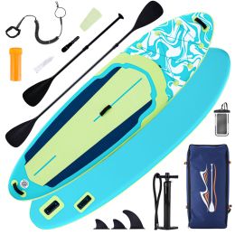 An Inflatable Stand-up Kayak, Equipped With Anti-slip Deck, Durable High-quality Materials And Complete Kayak Accessories. (Option: Green and blue)