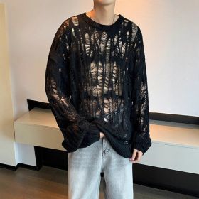 Early Spring Design Hollow Loose Thin Sweater (Option: Black-M)