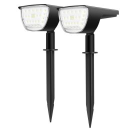 2Pcs 32 LEDs Solar Landscape Spotlights IP65 Waterproof With 3 Modes For Yard Garden Driveway Porch Walkway Pool Patio (Option: 2pcs)
