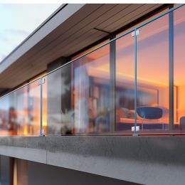 Glass Clamp, 4 PCS Square Glass Railing Bracket For 0.31 '-0.47 ' Tempered Glass, 304 Stainless Steel Glass Mounting Clamp, Glass Shelf Bracket F (Option: Silver)