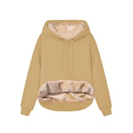 Warm Berber Fleece Pocket Hooded Sweatshirt Coat (Option: Khaki-S)