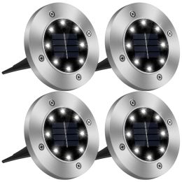 4Pcs Solar Powered Ground Light For Outdoor Garden Decoration IP65 Waterproof Buried In-Ground Lamp Decorative Path Deck Lawn Patio Lamp (Option: 4Pc)