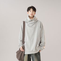 Hooded Turtleneck Sweater Men's Autumn Winter Couple Workwear Mechanical Style (Option: Cloud Gray-M)