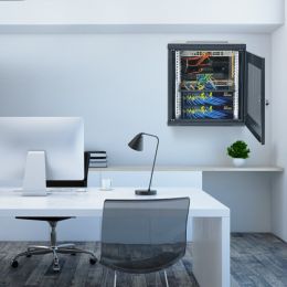 12U Wall Mount Network Server Cabinet, 15.5'' Deep, Server Rack Cabinet Enclosure, 200 Lbs Max. Ground-mounted Load Capacity, With Locking Door S (Option: Black)