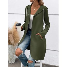 Personality Street Zip Hooded Long Velvet Lining Sweatshirt (Option: Green-5XL)