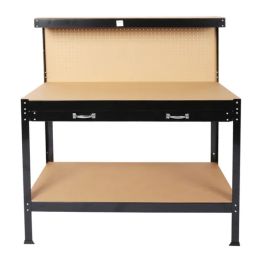Steel Workbench Tool Storage Work Bench Workshop Tools Table W/Drawer And Peg Board 63" (Option: defaulttitle)