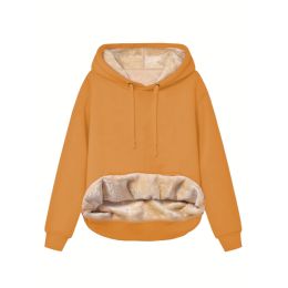 Warm Berber Fleece Pocket Hooded Sweatshirt Coat (Option: Yellow-S)