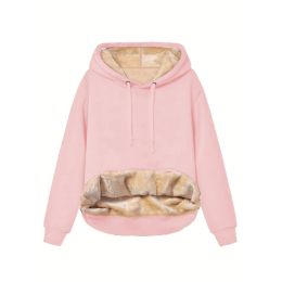 Warm Berber Fleece Pocket Hooded Sweatshirt Coat (Option: Pink-S)