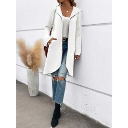 Personality Street Zip Hooded Long Velvet Lining Sweatshirt (Option: White-XXL)