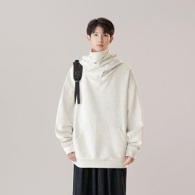 Hooded Turtleneck Sweater Men's Autumn Winter Couple Workwear Mechanical Style (Option: Snow Gray-L)
