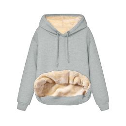 Warm Berber Fleece Pocket Hooded Sweatshirt Coat (Option: Light Gray-M)