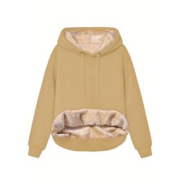 Warm Berber Fleece Pocket Hooded Sweatshirt Coat (Option: Khaki-L)
